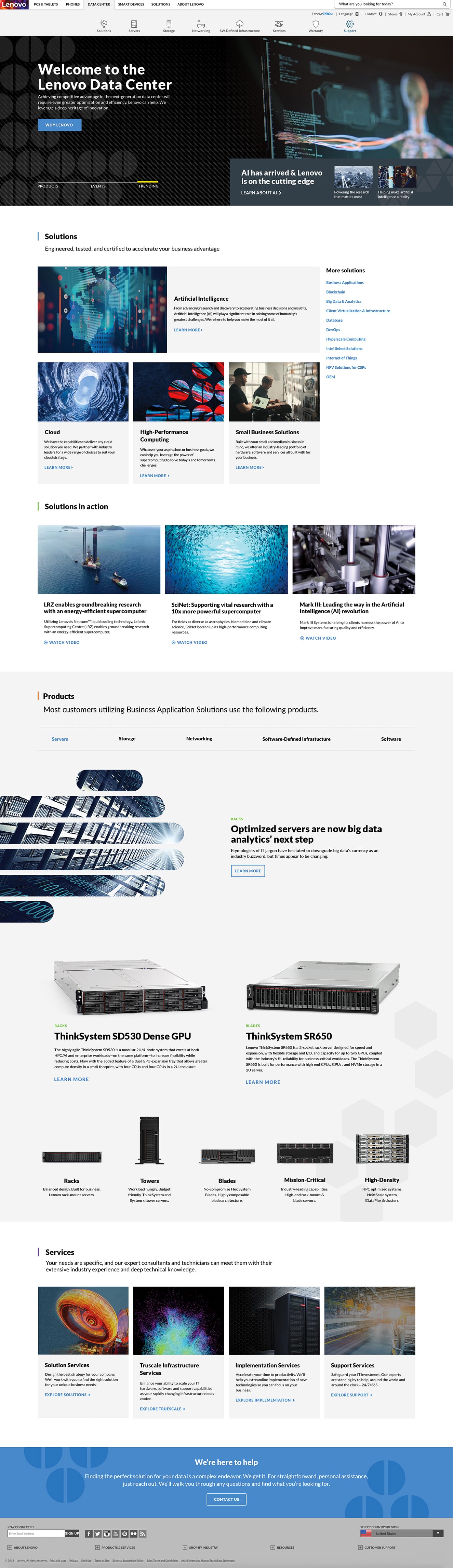 Lenovo Data Center Landing Page